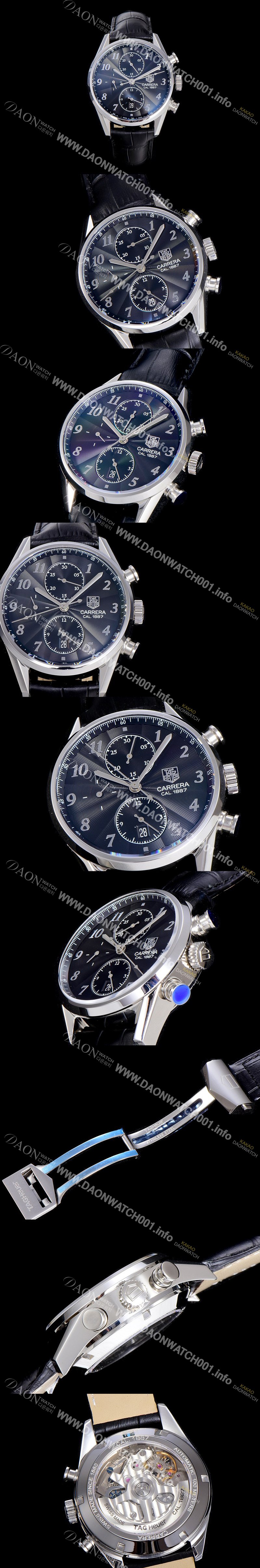 SA급 태그호이어 남성용 까레라 1887 오토매틱 크로노 그래프 블랙 다이얼 TAG73859 xx