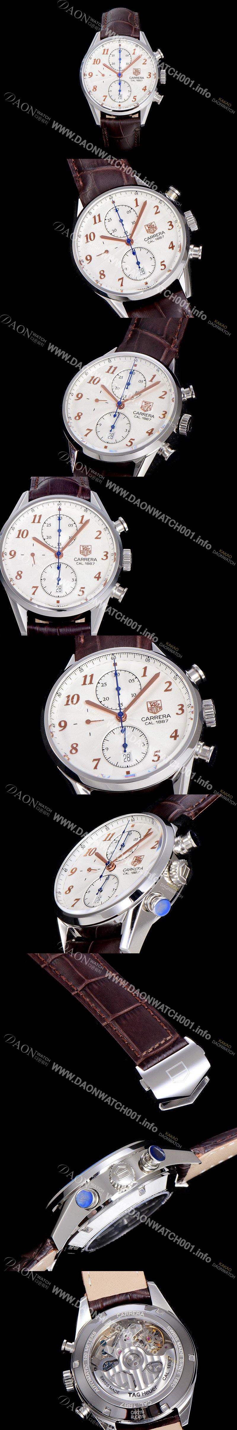 SA급 태그호이어 남성용 까레라 1887 오토매틱 크로노 그래프 화이트 다이얼 TAG73841 xx