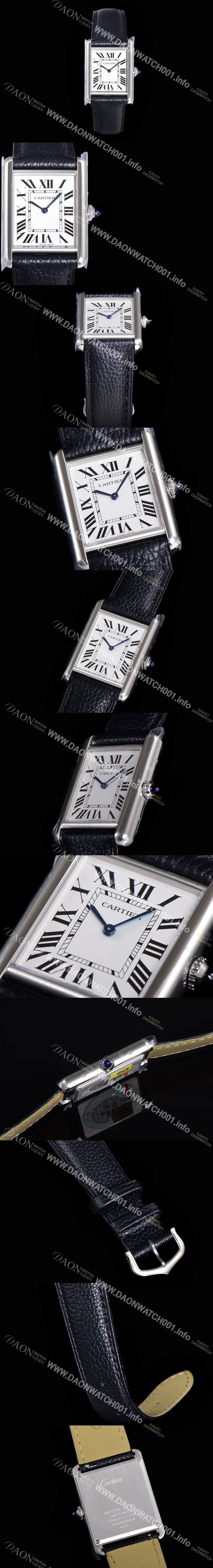SA급 까르띠에 여성용 탱크 머스트 WSTA0041 로마 인덱스 33.7mm 화이트 다이얼 가죽줄 쿼츠 무브먼트 CAR08322 xx