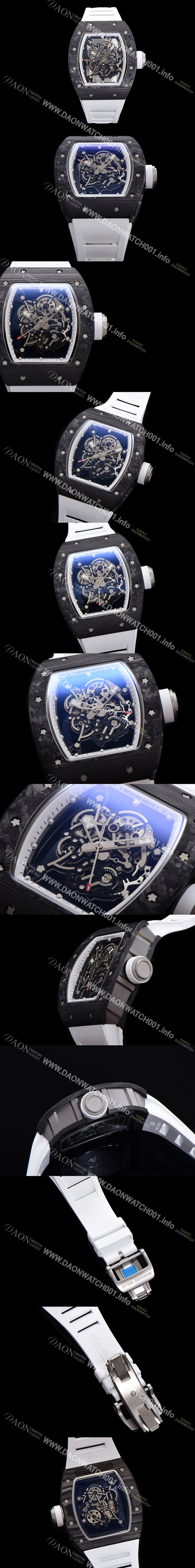 SA급 리차드밀레 남성용 RM055 NTPT 카본케이스 50미리 스켈레톤 다이얼 기계식 수동형 무브먼트 RIC73895 xx