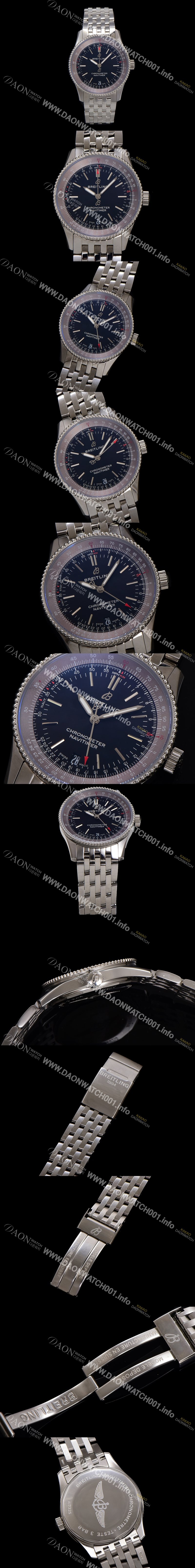 SA급 브라이틀링 남성용 네비타이머 A17325241B1A1 크로노그래프 오토매틱 2824타입 38mm 메탈줄 블랙 다이얼 bre6026 xx