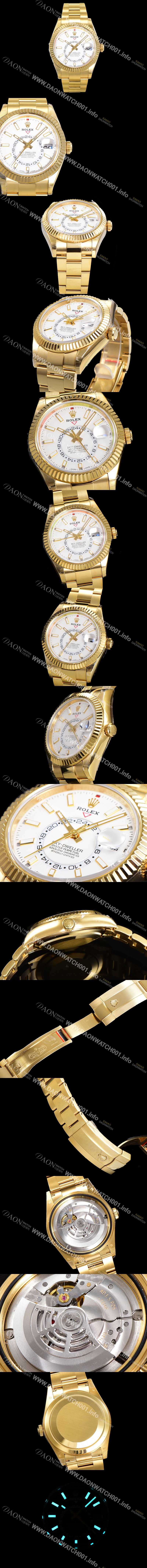 SA급  로렉스 남성용 스카이더웰러 오이스터 퍼페츄얼 오토매틱 Cal.9001타입 42미리 18K 옐루골드 화이트다이얼 rol5130 xx