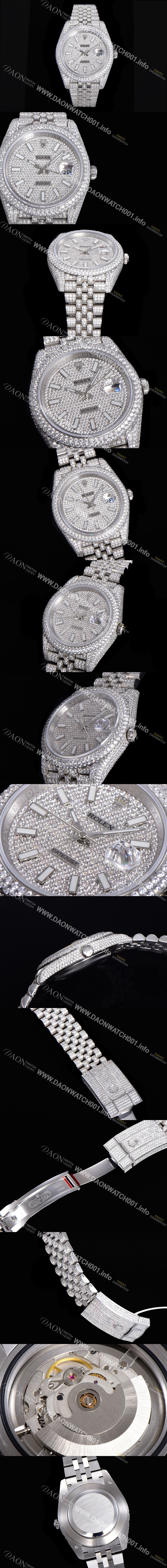 로렉스 데이져스트 오토매틱 아시안 2824-2 타입 41mm 남성용 904L 다이아몬드 메탈줄 보석다이얼 rol108595486