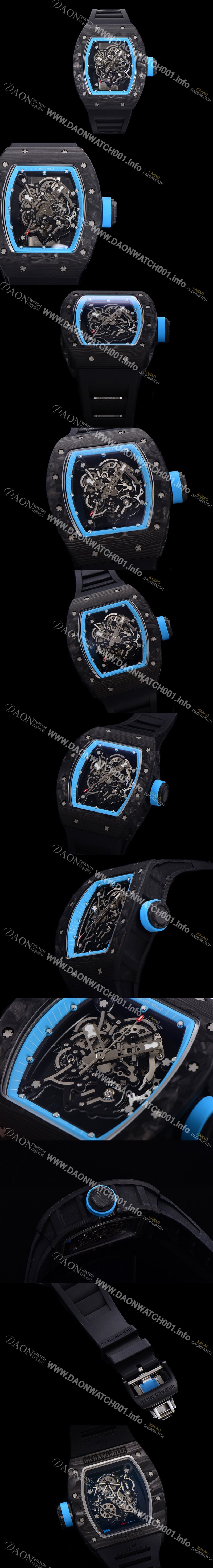 SA급 리차드밀레 남성용 RM055 NTPT 카본케이스 50미리 스켈레톤 다이얼 기계식 수동형 무브먼트 RIC73876 xx