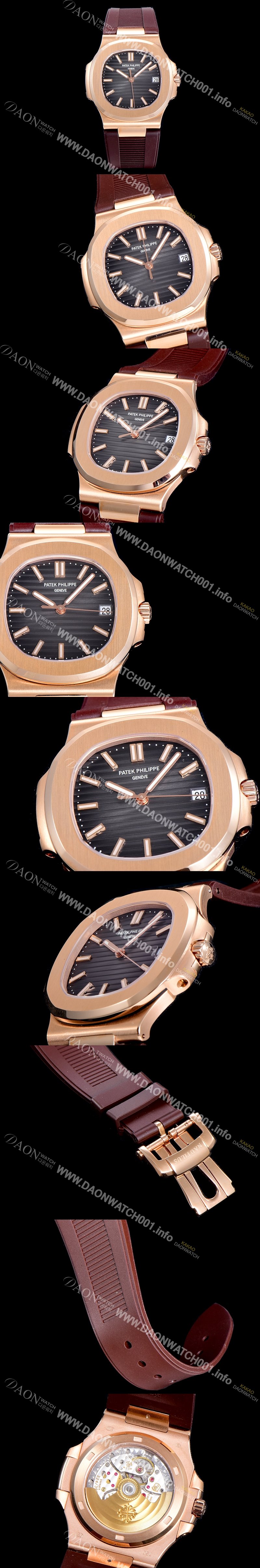 SA급 파텍필립 남성용 노틸러스 5711R Cal.324 S C타입무브 오토매틱 18K 로즈골드 40미리 러버밴드 블랙다이얼 PAT75318 xx
