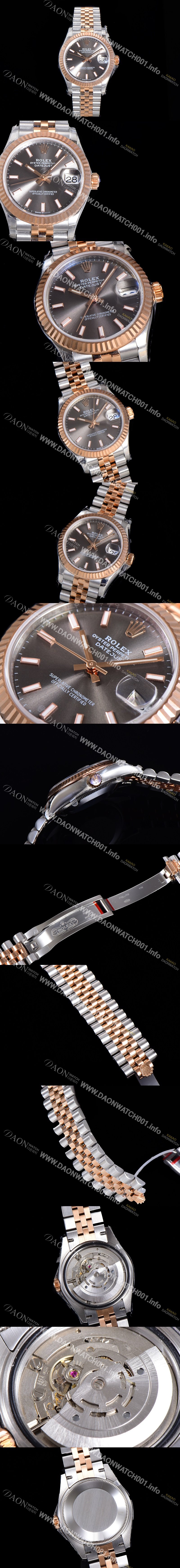 SA급 로렉스 여성용 2021신상 데이져스트 오토매틱 ETA2824-2688 31mm 18K로즈골드 메탈줄 그레이 다이얼 rol17598 xx