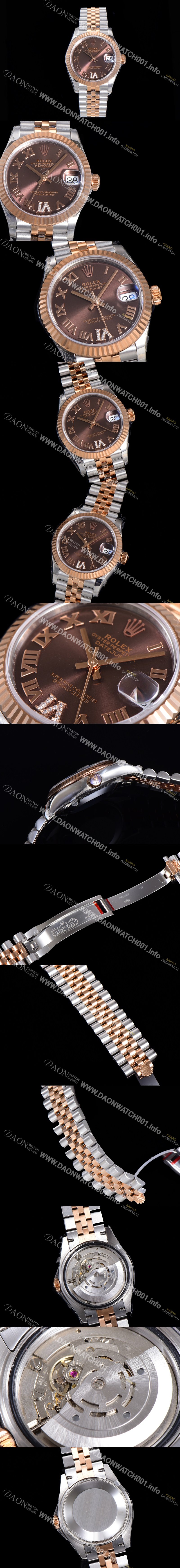 SA급 로렉스 여성용 2021신상 데이져스트 오토매틱 ETA2824-2688 31mm 18K로즈골드 메탈줄 브라운 다이얼rol46907 xx