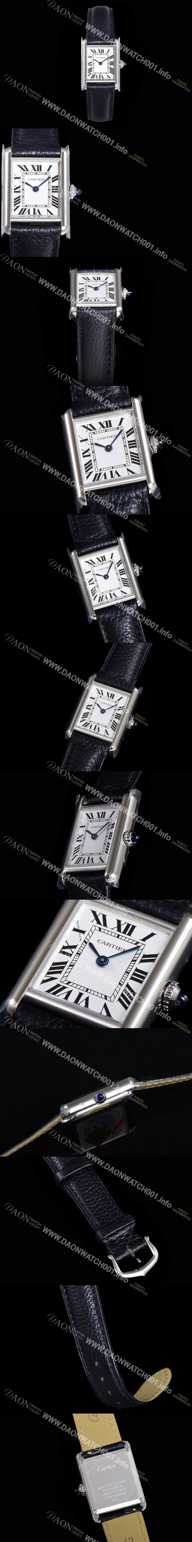 SA급 까르띠에 여성용 탱크 머스트 WSTA0042 로마 인덱스 29.5mm 화이트 다이얼 가죽줄 쿼츠 무브먼트 CAR08316 xx
