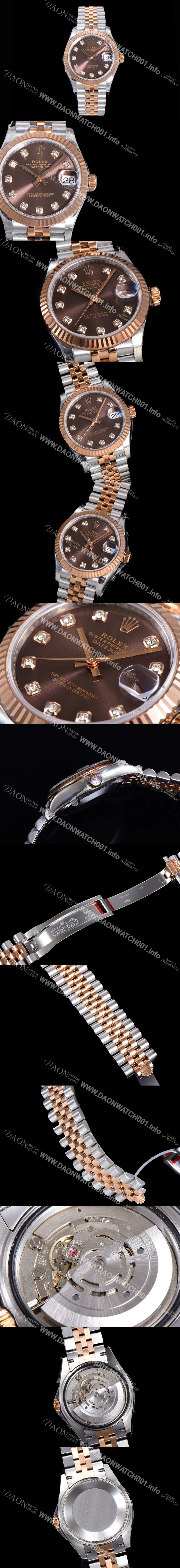SA급 로렉스 여성용 2021신상 데이져스트 오토매틱 ETA2824-2688 31mm 18K로즈골드 메탈줄 브라운 다이얼rol35714 xx