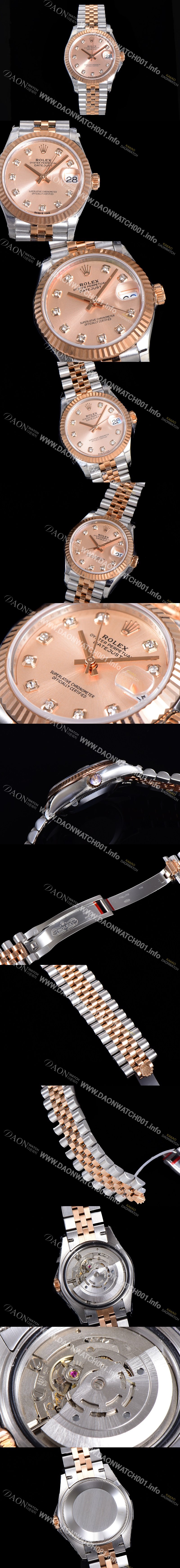 로렉스 2021신상 데이져스트 오토매틱 ETA-2688 31mm 여성용 18K로즈골드 메탈줄 골드 다이얼 rol107225671