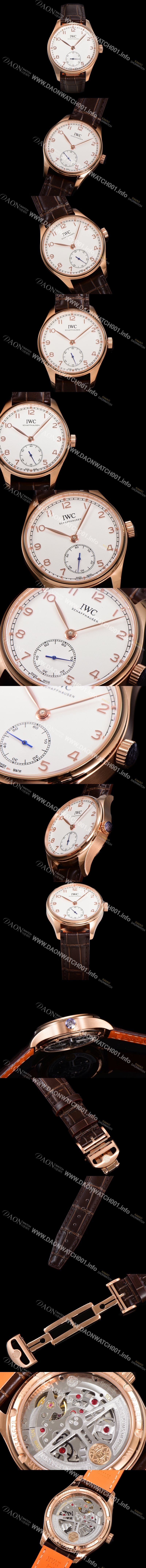 아이더블유씨 포르투기즈 오토매틱 수정형 82200타입 무브 40mm 남성용시계 로즈골드 금장시계 가죽줄 화이트다이얼 iwc0447 36970