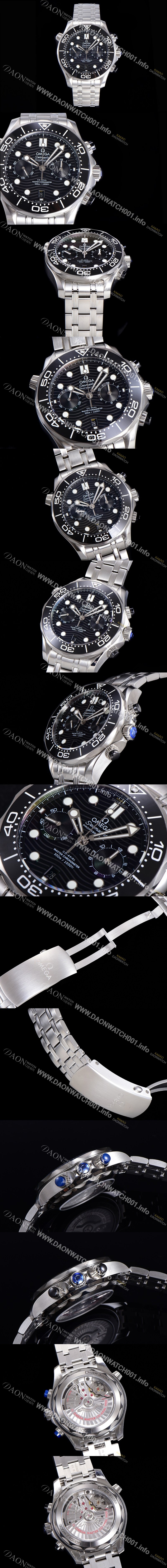 오메가 씨마스터 디버 300M 코엑시얼 크로노그래프 P. 9900타입 44mm 남성용시계 메탈줄 블랙다이얼  omg097018072