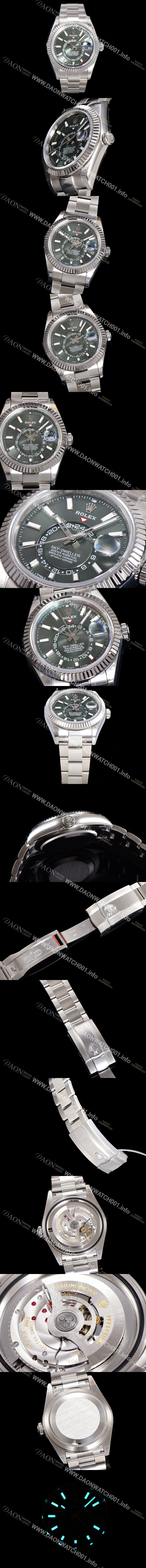 SA급 로렉스 남성용 스카이-더웰러 오이스터 오토매틱 Cal.9002 타입 42mm 메탈줄 그린다이얼 rol5920 xx