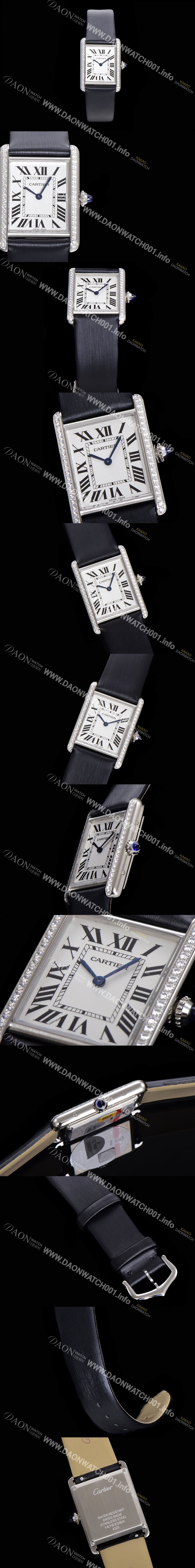 SA급 까르띠에 여성용 탱크 돛대 W4TA0017 로마 인덱스 33.7mm 화이트 다이얼 큐빅베젤 가죽줄 쿼츠 무브먼트 CAR00568 xx