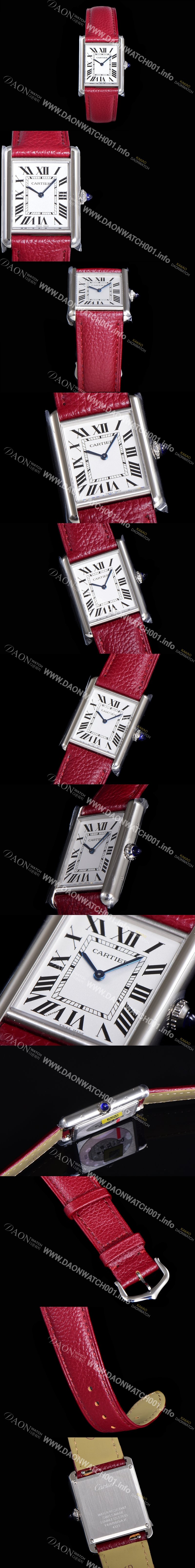 SA급 까르띠에 여성용 탱크 머스트 WSTA0041 로마 인덱스 33.7mm 화이트 다이얼 가죽줄 쿼츠 무브먼트 CAR08320 xx