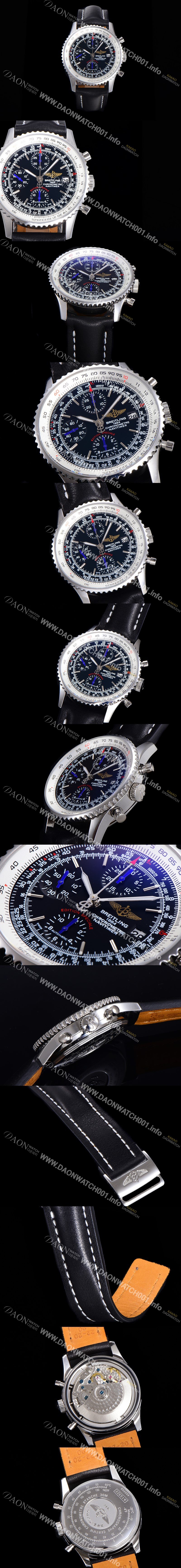 브라이틀링 네비타이머 1 크로노그래프 오토매틱 A7750타입 41미리 남성용시계 가죽시계 블랙다이얼 bre057464210