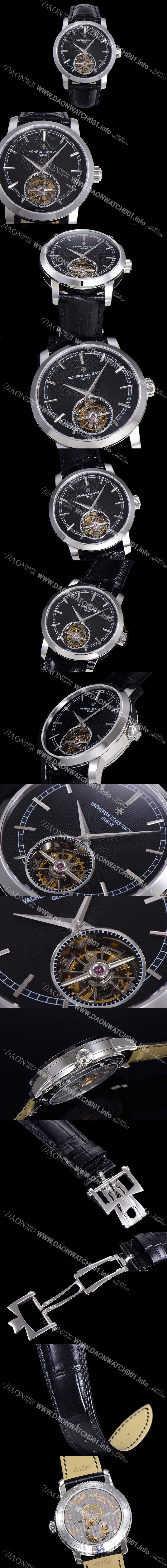 바쉐런콘스탄틴 트레디셔널 투어빌론 수동기계식 42mm 남성용시계 가죽줄 블랙다이얼 vac030725769