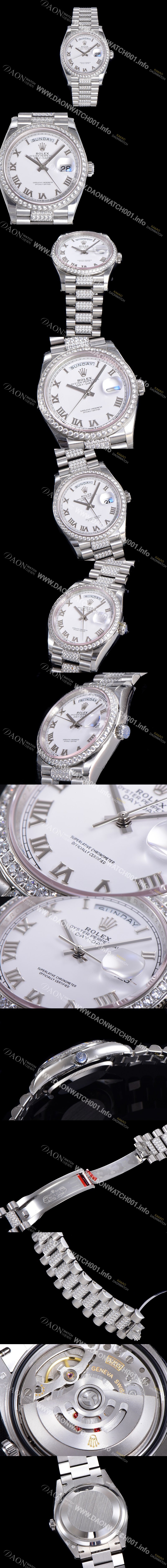 로렉스 데이데이트 오토매틱 Cal.3235타입 36mm 남성용시계 다이아베젤부착 메탈줄 화이트다이얼 rol101946573