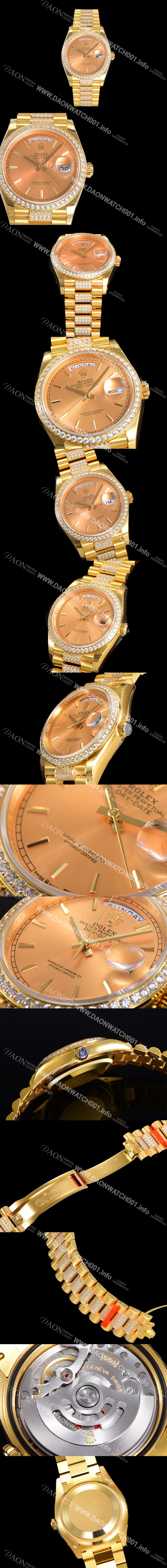 SA급 로렉스 남성용 데이데이트 오토매틱 Cal.3235타입 36mm 금장시계 옐루골드 올금 다이아베젤부착 메탈줄 골드다이얼rol92680 xx