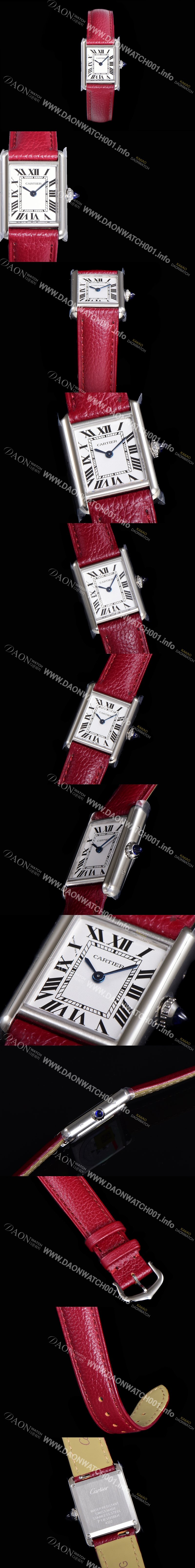 SA급 까르띠에 여성용 탱크 머스트 WSTA0042 로마 인덱스 29.5mm 화이트 다이얼 가죽줄 쿼츠 무브먼트 CAR08310 xx