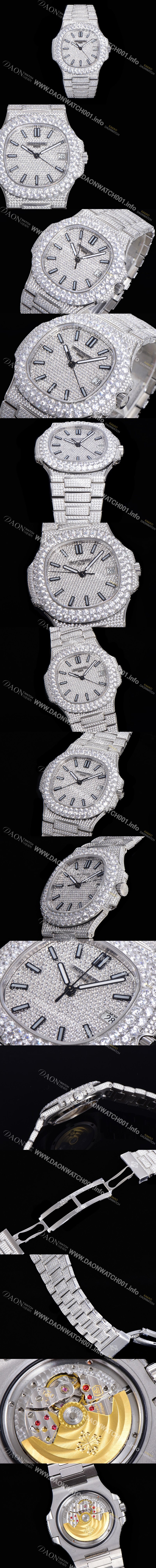 SA급 파텍필립 남성용 노틸러스 7021/1G-001 보석/큐빅 셋팅 오토매틱 Cal.324 S C 타입 40미리 메탈 보석다이얼 PAT72547 xx