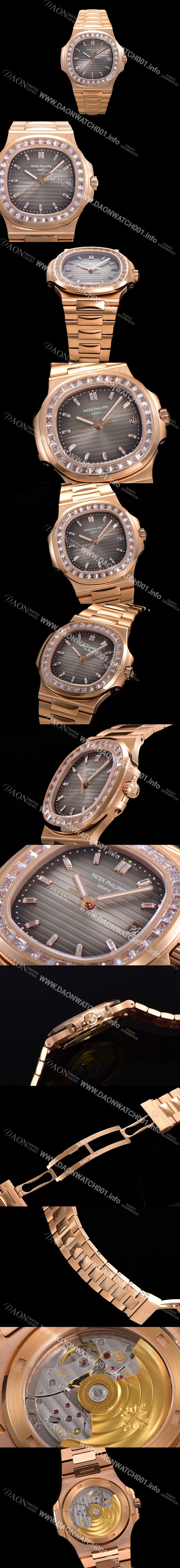 SA급 파텍필립 남성용 노틸러스 보석/큐빅 세팅 18k로즈골드 Cal.324 S C타입무브 오토매틱 40미리 브라운다이얼 PAT70650 xx