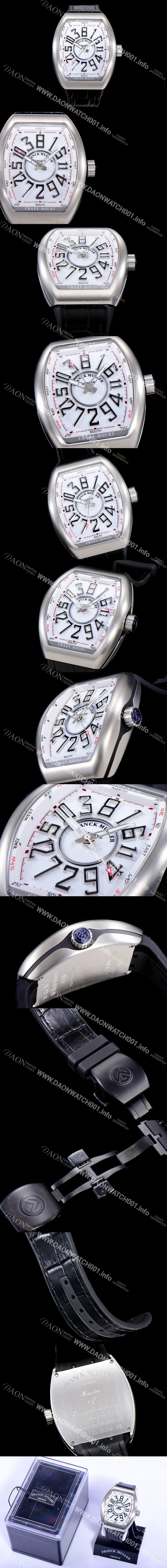 SA급 프랭크뮬러 남성용 뱅가드 오토매틱 CZ02타입 44미리 가죽줄/스트랩 화이트다이얼 FRA79429 xx