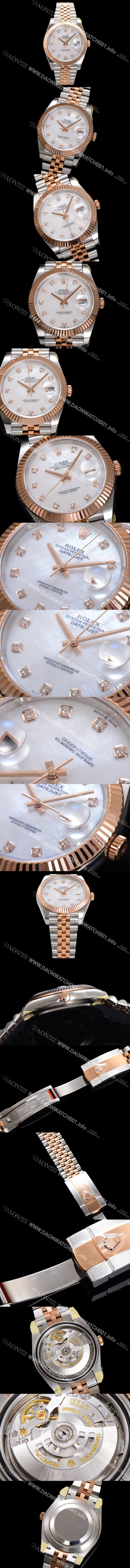 SA급 로렉스 남성용 데이저스트II m126331 18K 로즈골드 41mm 오토매틱 Cal.3235 무브먼트 화이트/자개 다이얼 rol5353 xx