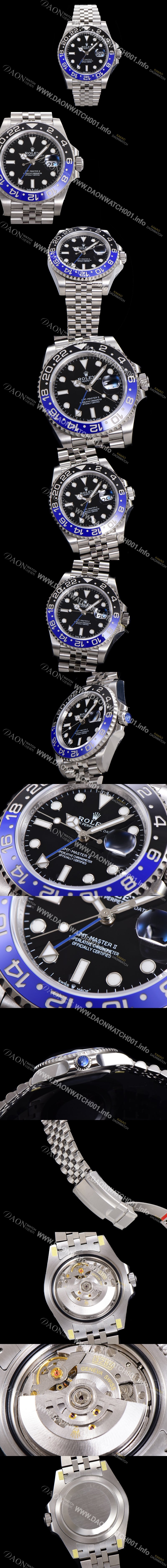SA급 로렉스 남성용 신형 지엠티 마스터II 최종형 m126710 (베트걸) 파워에이드 904L스틸 !! 신형 Cal. 3285 오토매틱 무브먼트 듀얼 타임 블루/블랙 투톤 24시간 회전 베젤 블랙 다이얼 ROL05953 xx