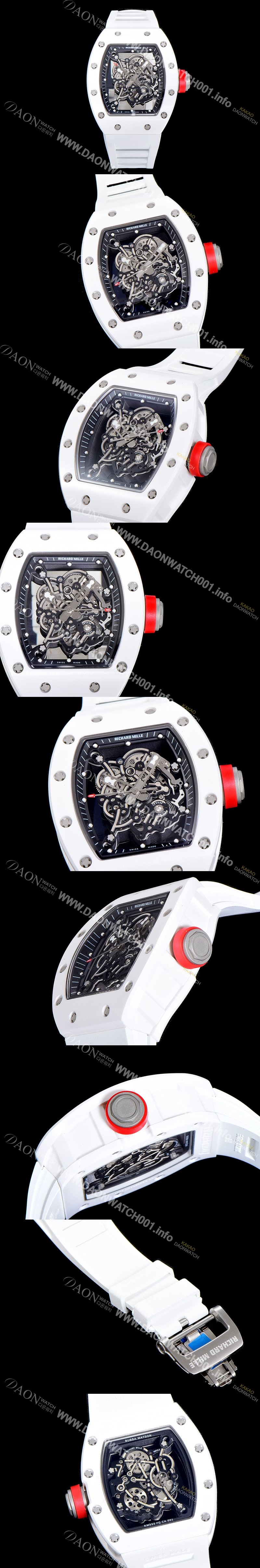 SA급 리차드밀레 남성용 RM055 세라믹 제질 수동형 무브먼트 50미리 러버밴드 스켈레톤 다이얼 RIC04501 xx