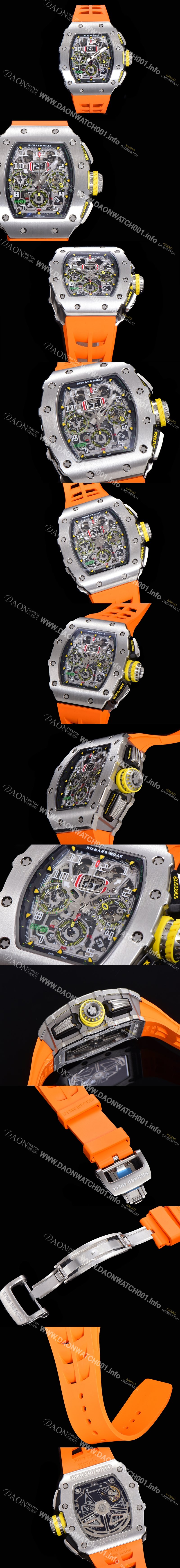 SA급 리차드밀레 남성용 최고급형 RM11-03 플라이백 크로노그래프 50미리 스켈레톤 다이얼 오토매틱 무브먼트 RIC09641 xx