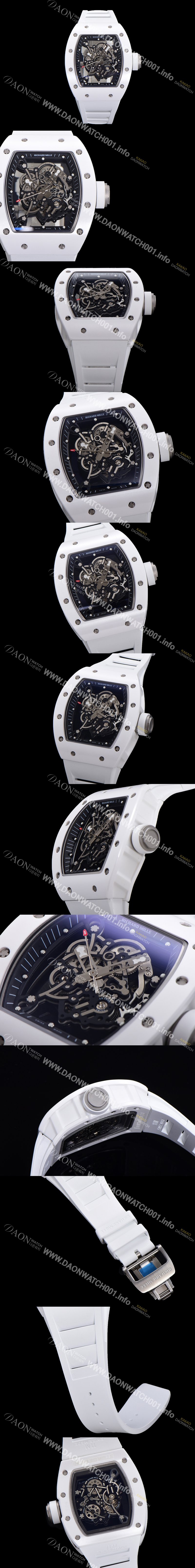 SA급 리차드밀레 남성용 RM055 세라믹 제질 수동형 무브먼트 50미리 러버밴드 스켈레톤 다이얼 RIC00117 xx