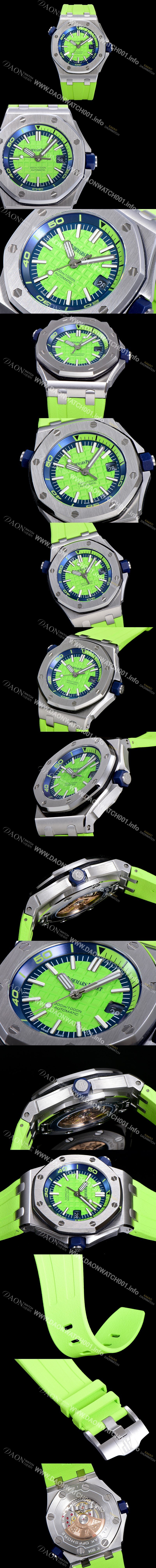 SA급 오데마피게 남성용 옐로 세라믹 다이버!!로얄오크 오프쇼어15710ST.OO.A038CA.01 옐로 와플 다이얼 오토매틱 무브먼트 AUD12255 xx