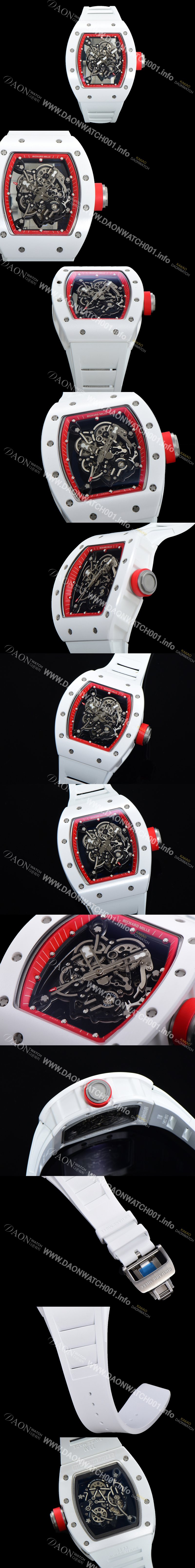 SA급 리차드밀레 남성용 RM055 세라믹 제질 수동형 무브먼트 50미리 러버밴드 스켈레톤 다이얼 RIC09748 xx