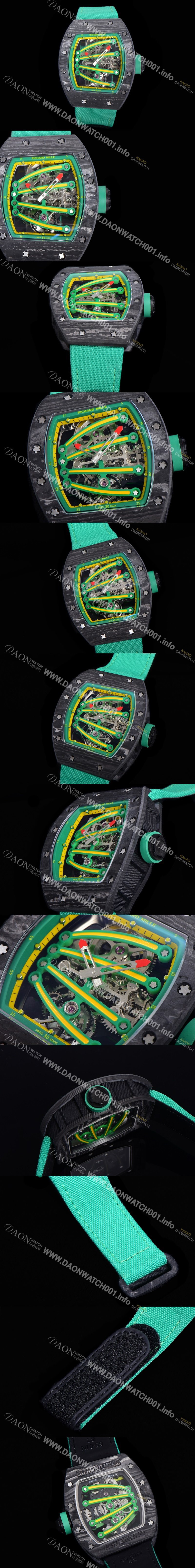 SA급 리차드밀레 남성용 리차드밀 RM59-01 요한블랙 투어빌론 카본재질 51mm 스켈레톤 다이얼 오토매틱 무브먼트 RIC01421 xx