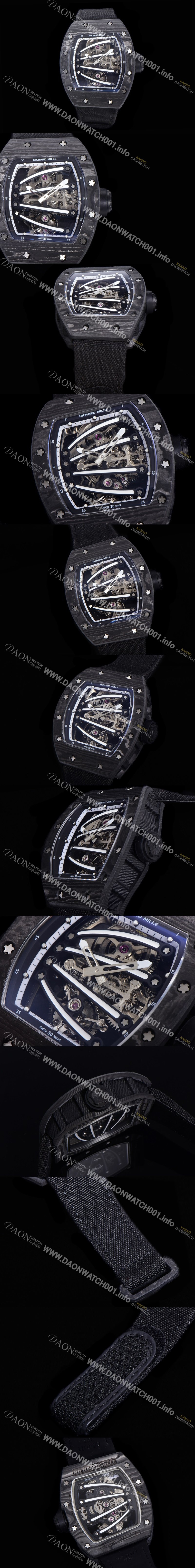 SA급 리차드밀레 남성용 리차드밀 RM59-01 요한블랙 투어빌론 카본재질 51mm 스켈레톤 다이얼 오토매틱 무브먼트 RIC01430 xx