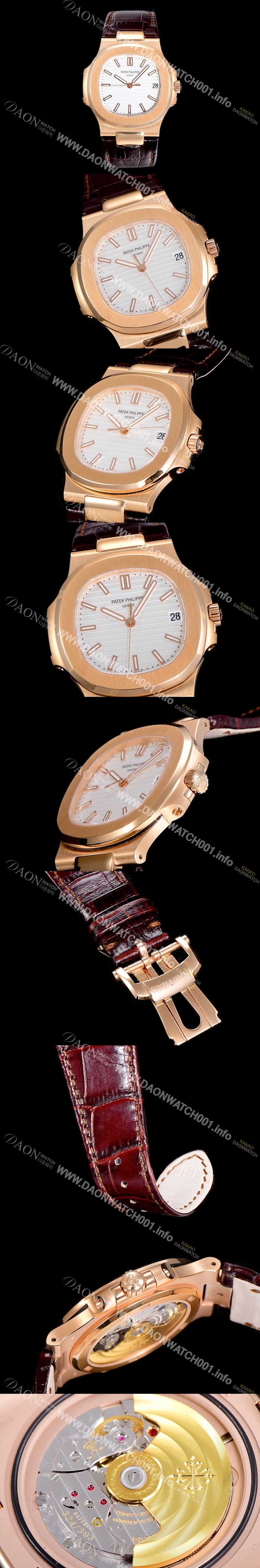 SA급 파텍필립 남성용 노틸러스 5711J 암스테르담 빈티지 18k로즈골드 Cal.324 S C타입무브 오토매틱 40미리 가죽스트랩/줄 화이트다이얼 PAT79935 xx