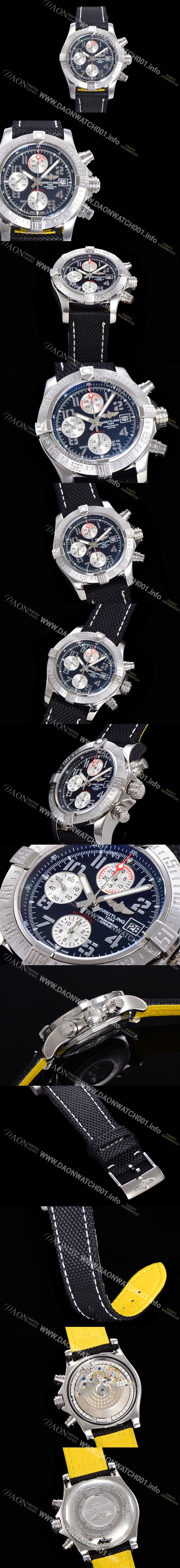 SA급 브라이틀링남성용 어벤져 II 크로노그래프 45미리 볼카노 오토매틱 블랙다이얼 BRE65949 xx