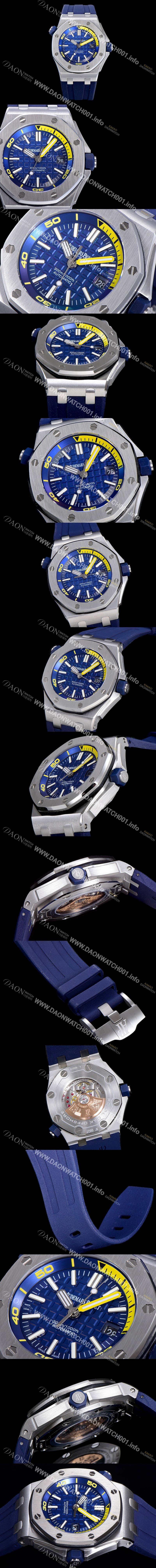 SA급 오데마피게 남성용 옐로 세라믹 다이버!!로얄오크 오프쇼어15710ST.OO.A038CA.01 옐로 와플 다이얼 오토매틱 무브먼트 AUD12297 xx