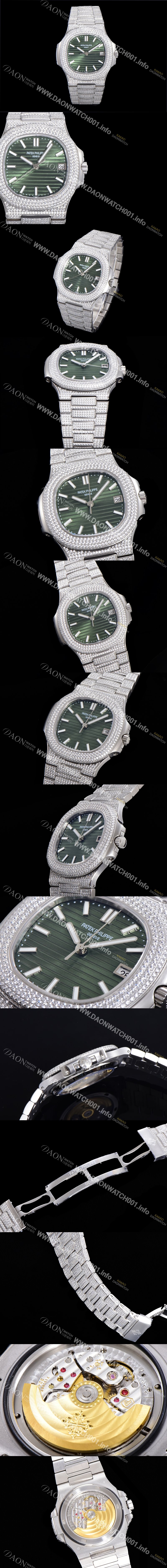 SA급 파텍필립 남성용 노틸러스 5711/1R-010 보석/큐빅 셋팅 오토매틱 Cal.324 S C 타입 40미리 그린다이얼 PAT75704 xx