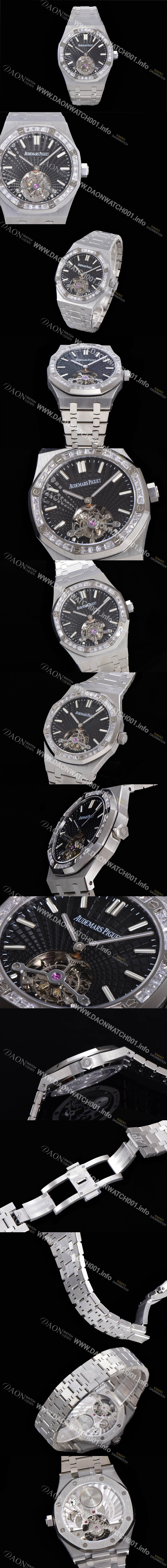 SA급 오데마피게 남성용 로얄오크 Calibre 2924 투어빌론/수동기계식 41미리 금장 18K로즈골드 블랙다이얼 AUD75252 xx