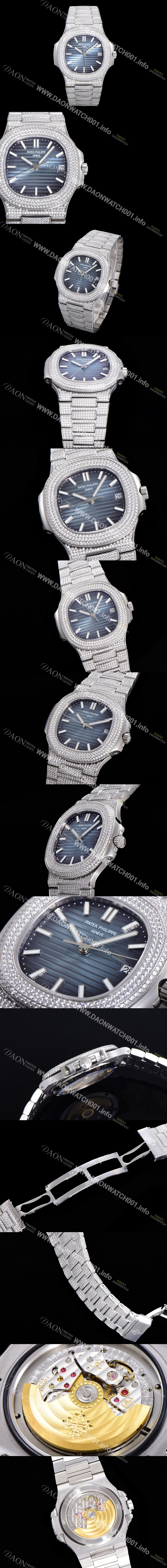 SA급 파텍필립 남성용 노틸러스 5711/1R-010 보석/큐빅 셋팅 오토매틱 Cal.324 S C 타입 40미리 블루다이얼 PAT75710 xx