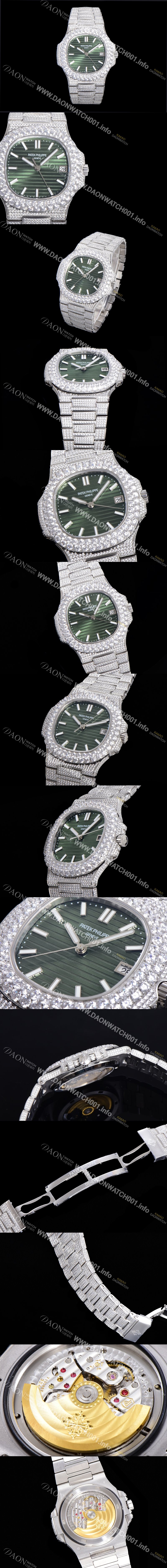 SA급 파텍필립 남성용 노틸러스 5711/1R-010 보석/큐빅 셋팅 오토매틱 Cal.324 S C 타입 40미리 그린다이얼 PAT75716 xx