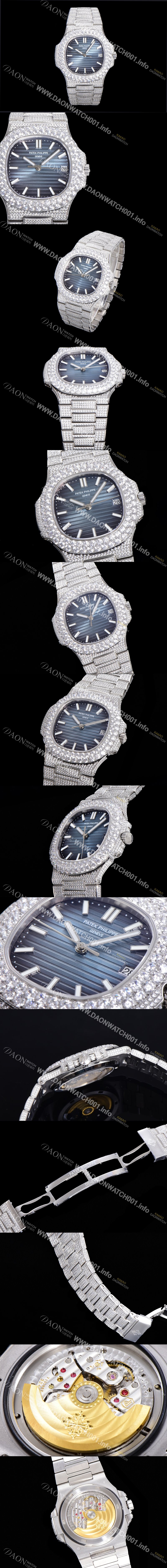 SA급 파텍필립 남성용 노틸러스 5711/1R-010 보석/큐빅 셋팅 오토매틱 Cal.324 S C 타입 40미리 블루다이얼 PAT75717 xx