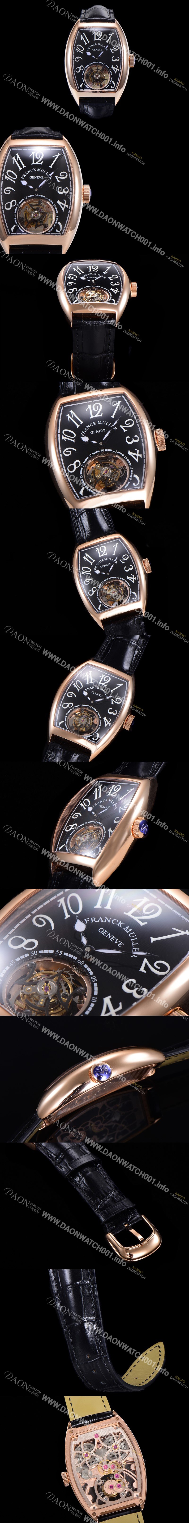SA급 프랭크뮬러 남성용 그랜드 컴플리케이션 뚜르비용 18K 로즈골드 가죽줄 블랙다이얼 FRA70350 xx