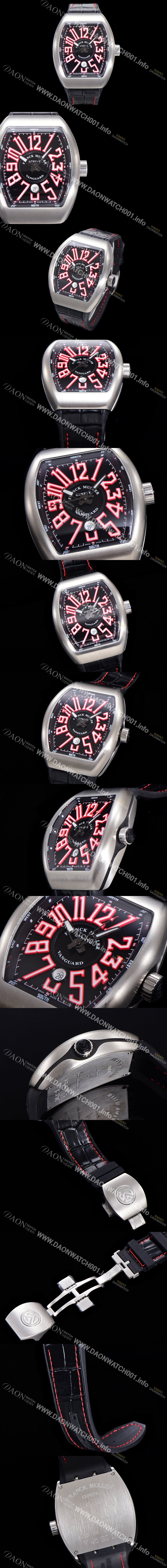 SA급 프랭크뮬러 남성용 뱅가드 2824 므브먼트 오토매틱 44미리 러버밴드 블랙다이얼 FRA75477 xx