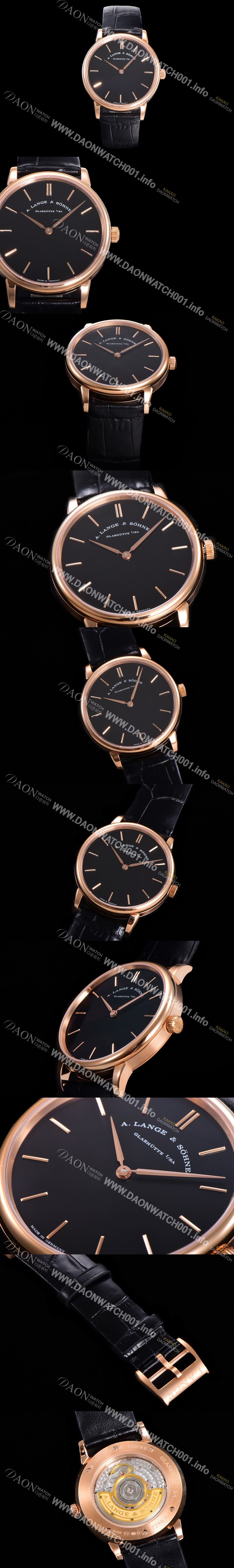 SA급 아랑게운트죄네 남성용 색소니아 씬 211.033 랑게 39미리 18k 로즈골드 블랙 다이얼 오토매틱 무브먼트 LAN40879 xx