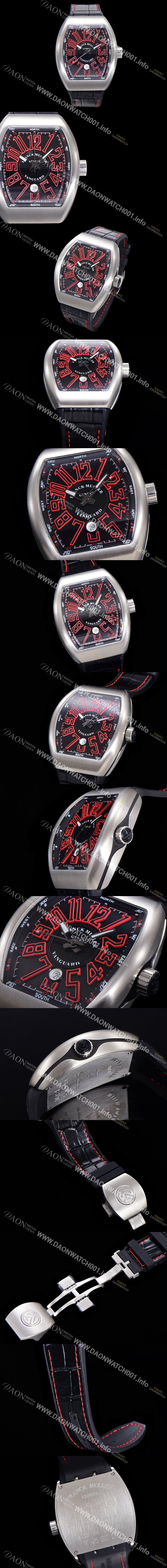 SA급 프랭크뮬러 남성용 뱅가드 2824 므브먼트 오토매틱 44미리 러버밴드 블랙다이얼 FRA75486 xx