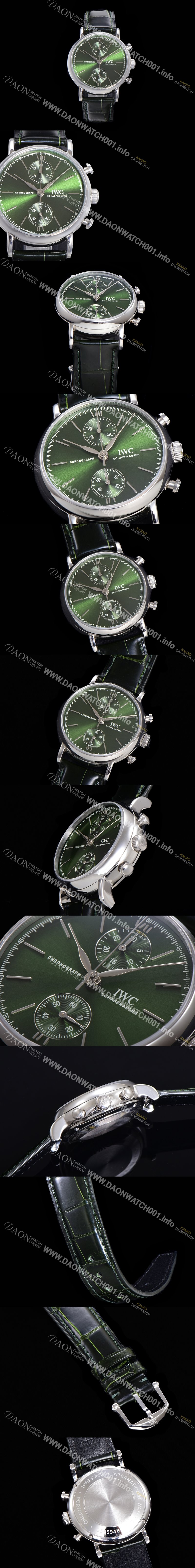 SA급 아이더블유씨 남성용 포르토피노 IW391405 그린 다이얼 39미리 악어가죽 7750 오토매틱 무브먼트 IWC76298 xx