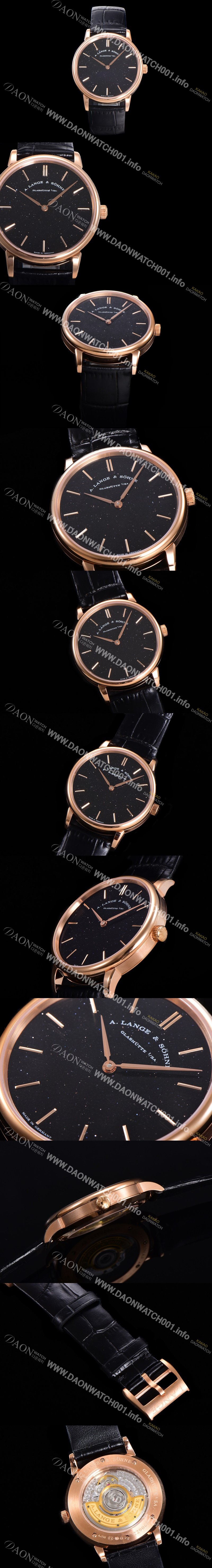 SA급 아랑게운트죄네 남성용 색소니아 씬 211.033 랑게 39미리 18k 로즈골드 블랙 다이얼 오토매틱 무브먼트 LAN40885 xx